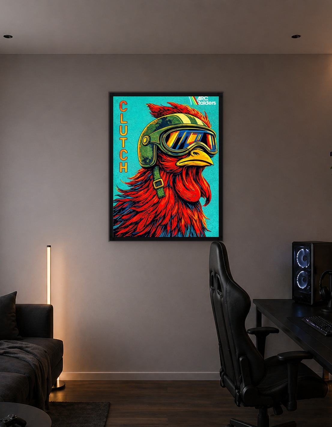 Clutch Chicken with Goggles and Helmet