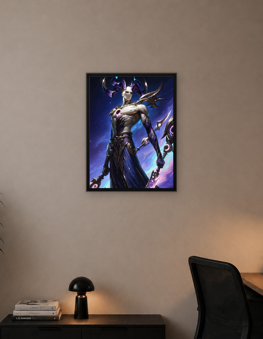Cosmic Warrior with Horns and Staff
