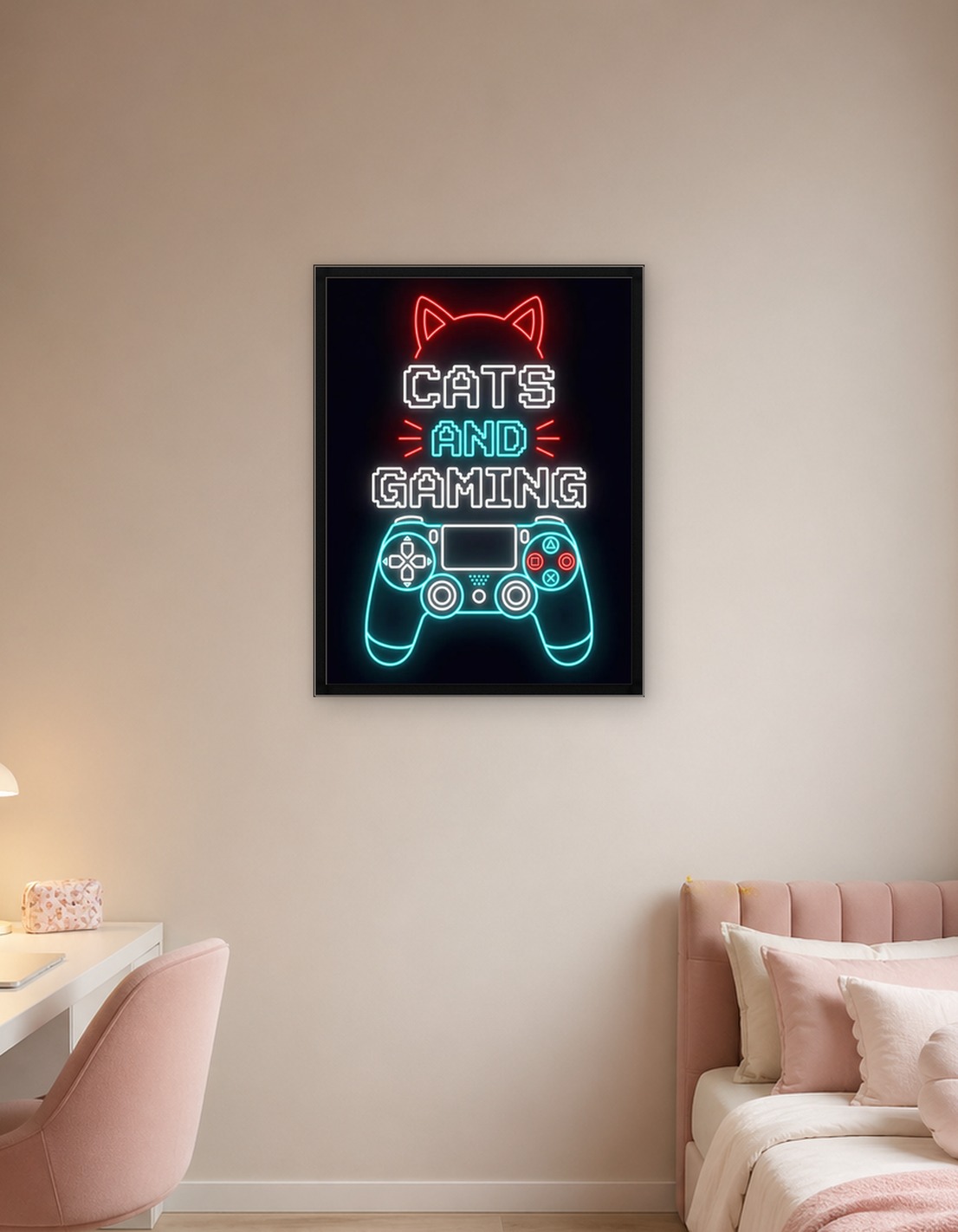 Cats and Gaming in Neon Lights - 9860448
