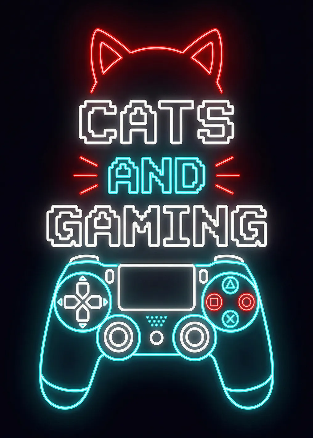 Cats and Gaming in Neon Lights - 9860448