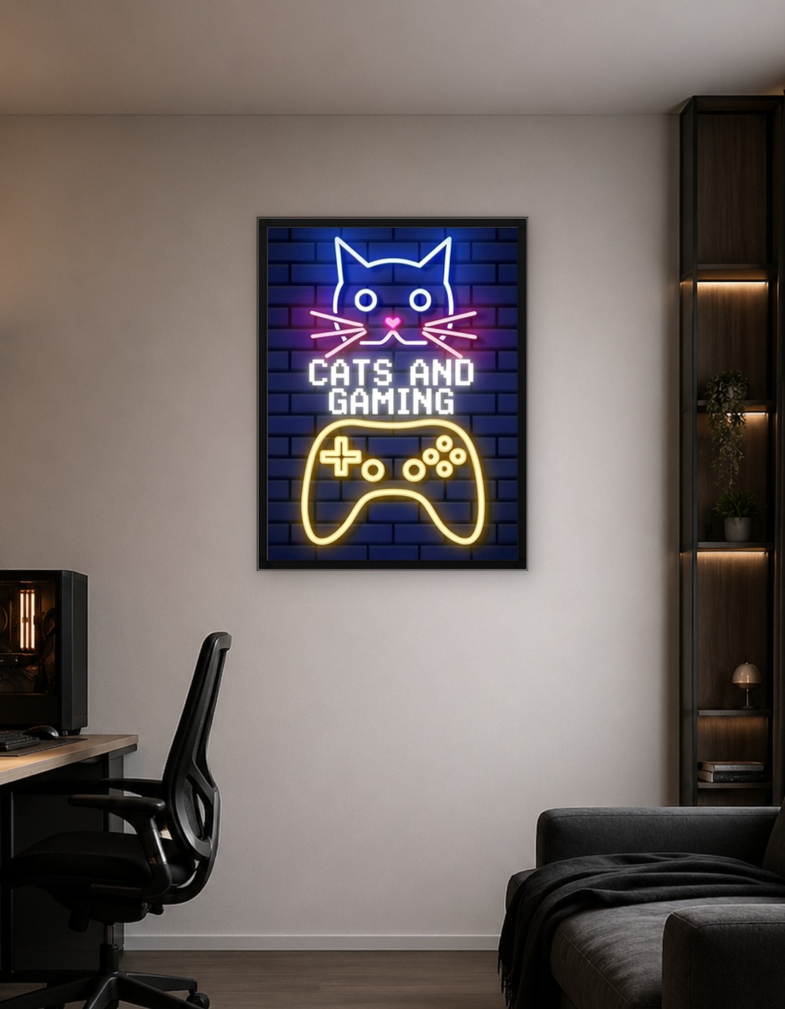 Cats and Gaming in Neon Lights - 9862947