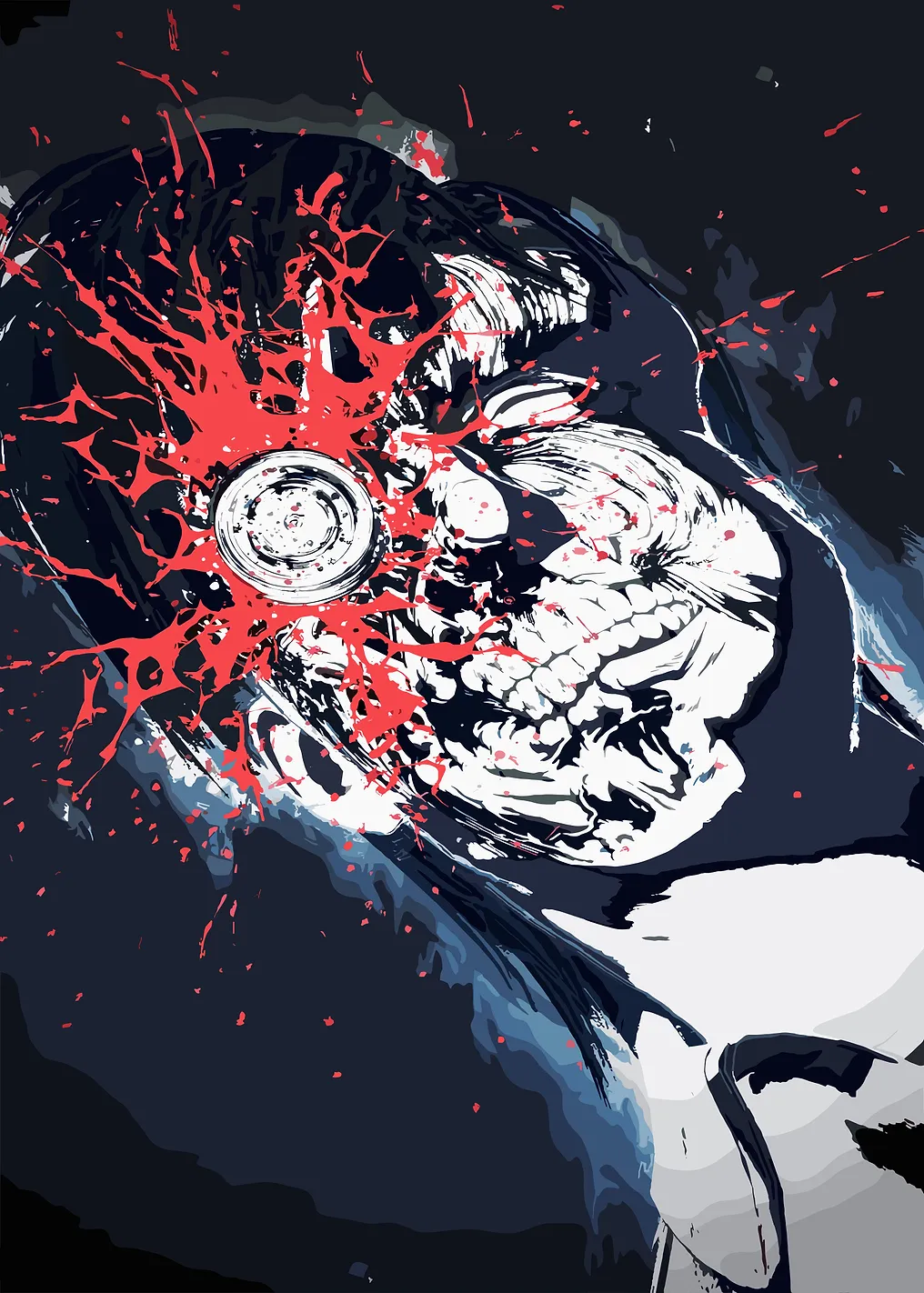 Bloody Zombie Face with Bullet Hole