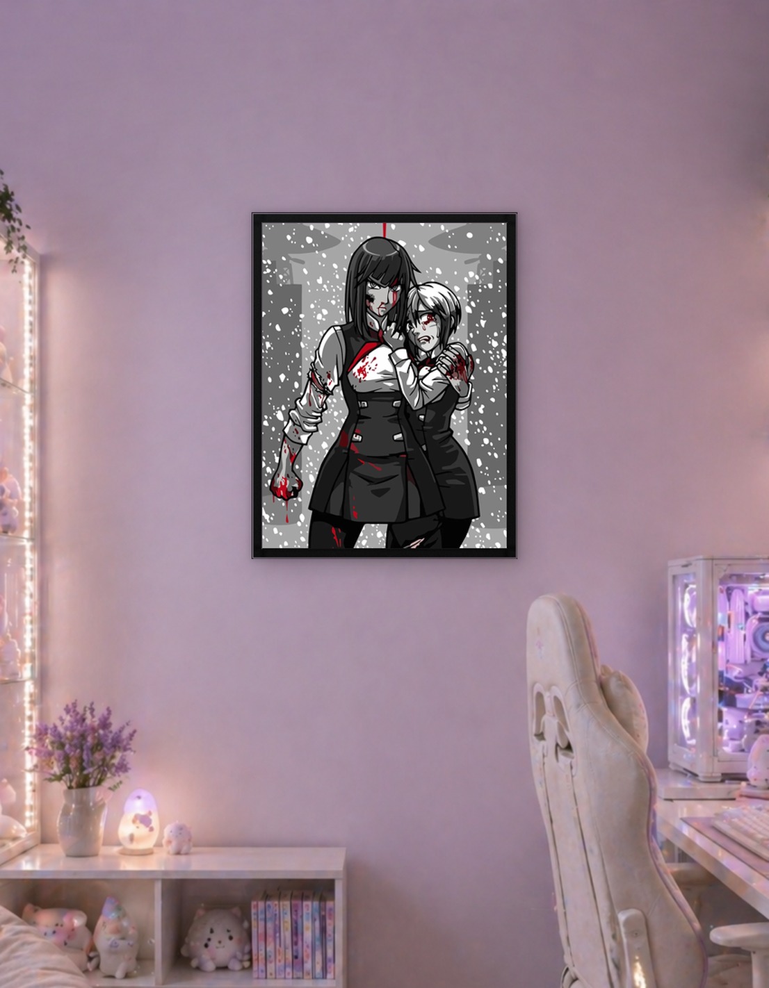 Bloody Anime Characters Embracing