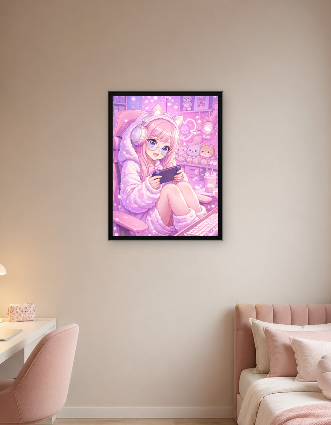 Cute Anime Girl Playing Video Games