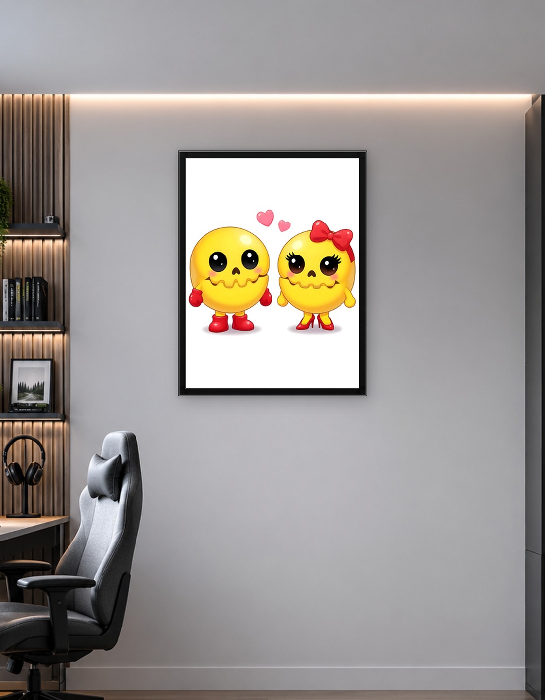 Cute Chibi Skull Couple with Hearts