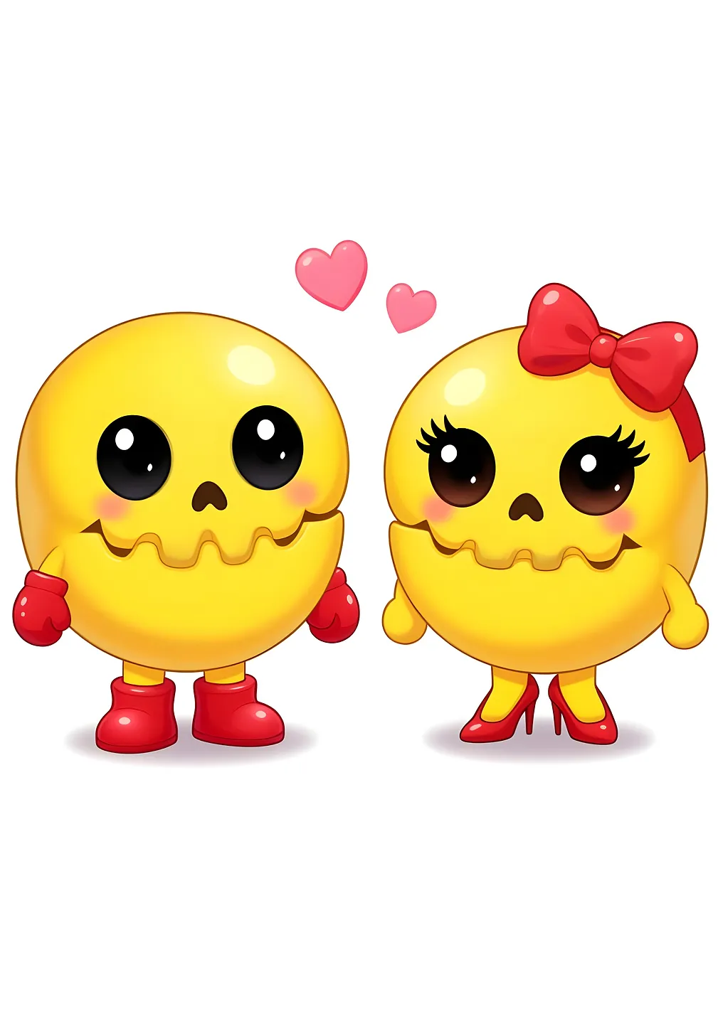 Cute Chibi Skull Couple with Hearts