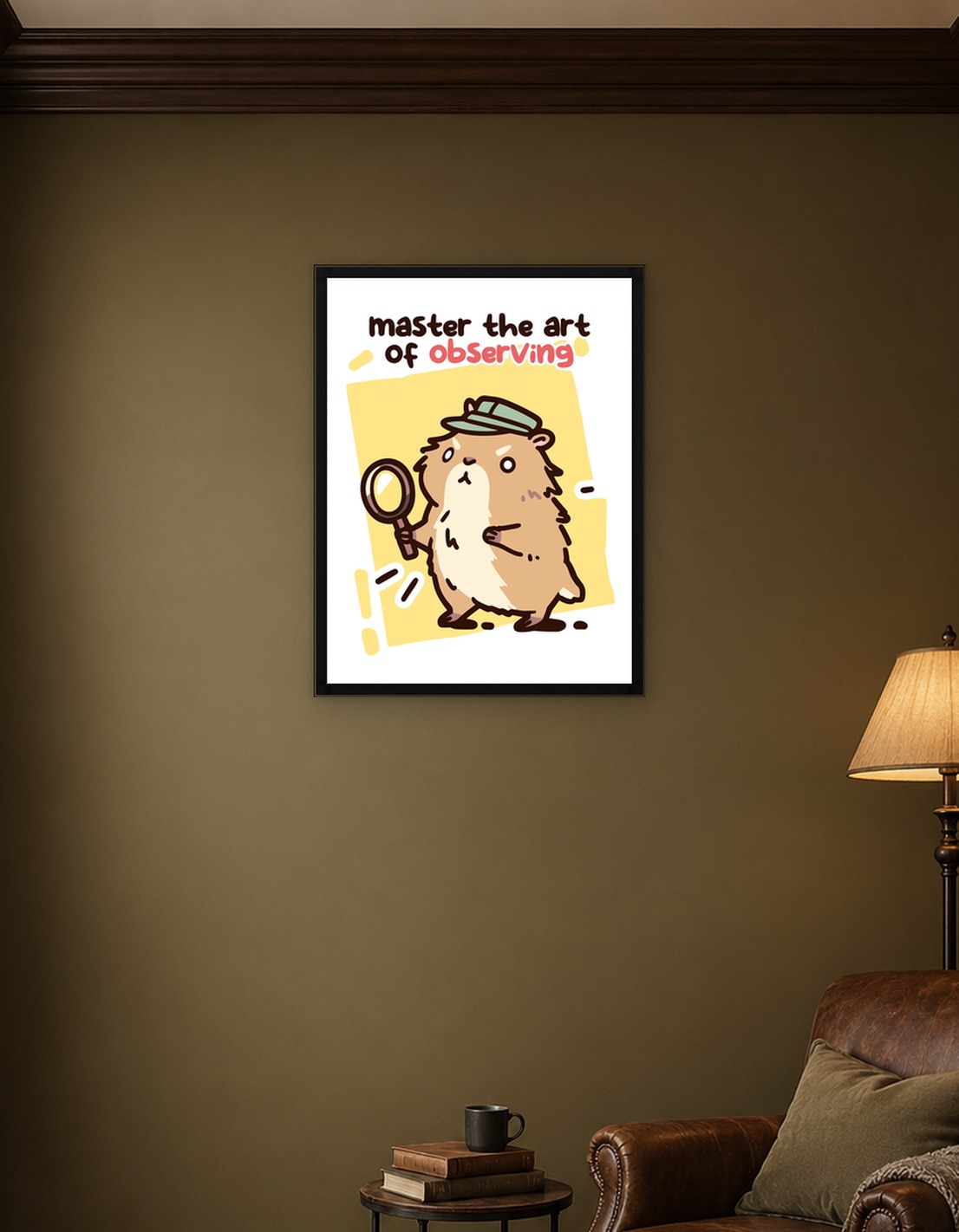 Cute Hamster Detective with Magnifying Glass