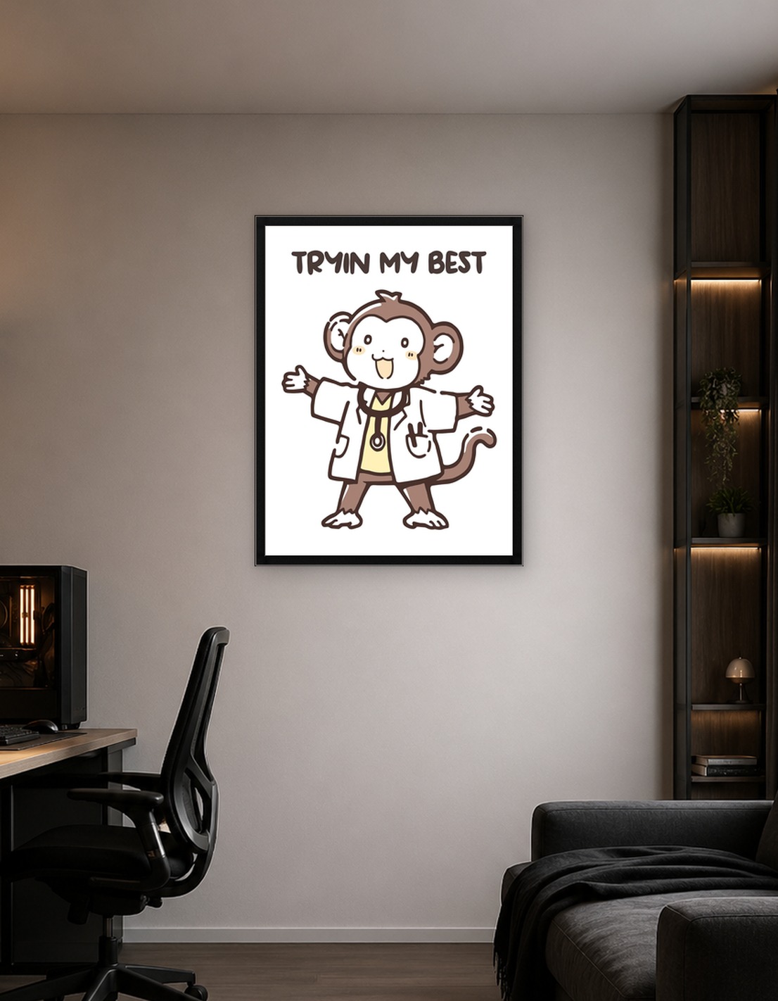 Cute Monkey Doctor Trying His Best