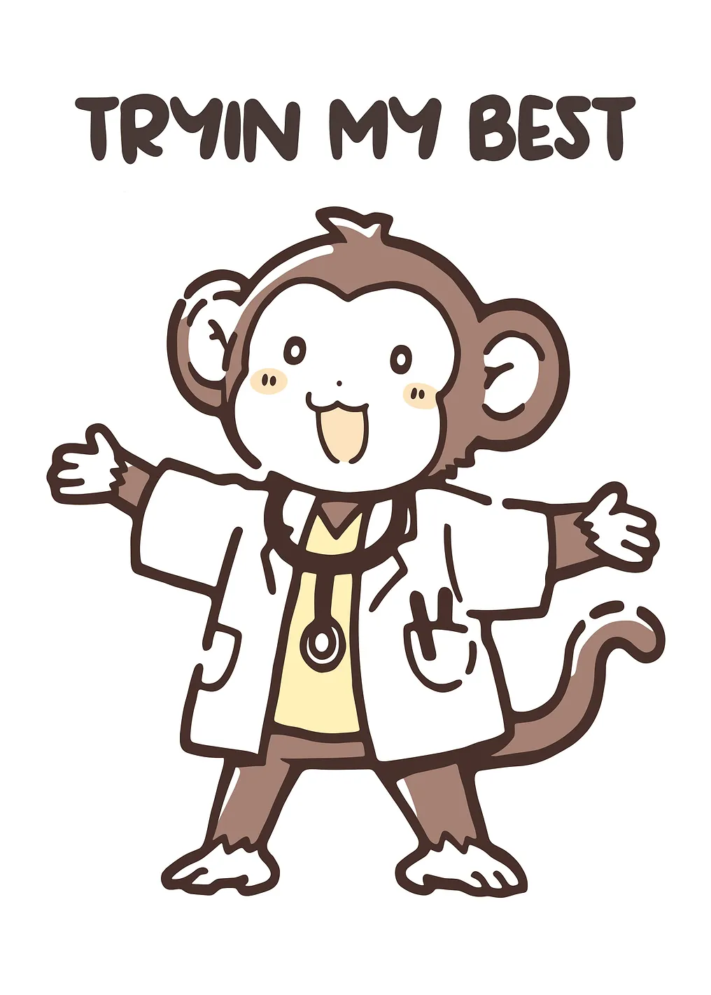 Cute Monkey Doctor Trying His Best