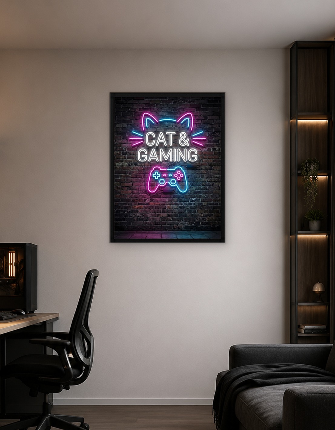 Cat and Gaming Neon Sign