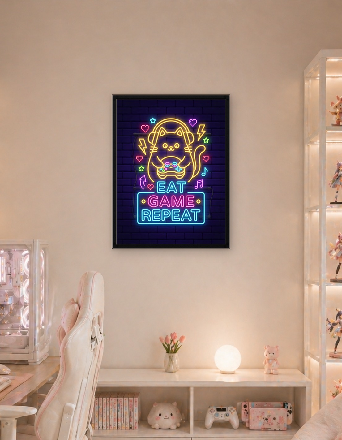 Cute Cat Gamer Neon Sign