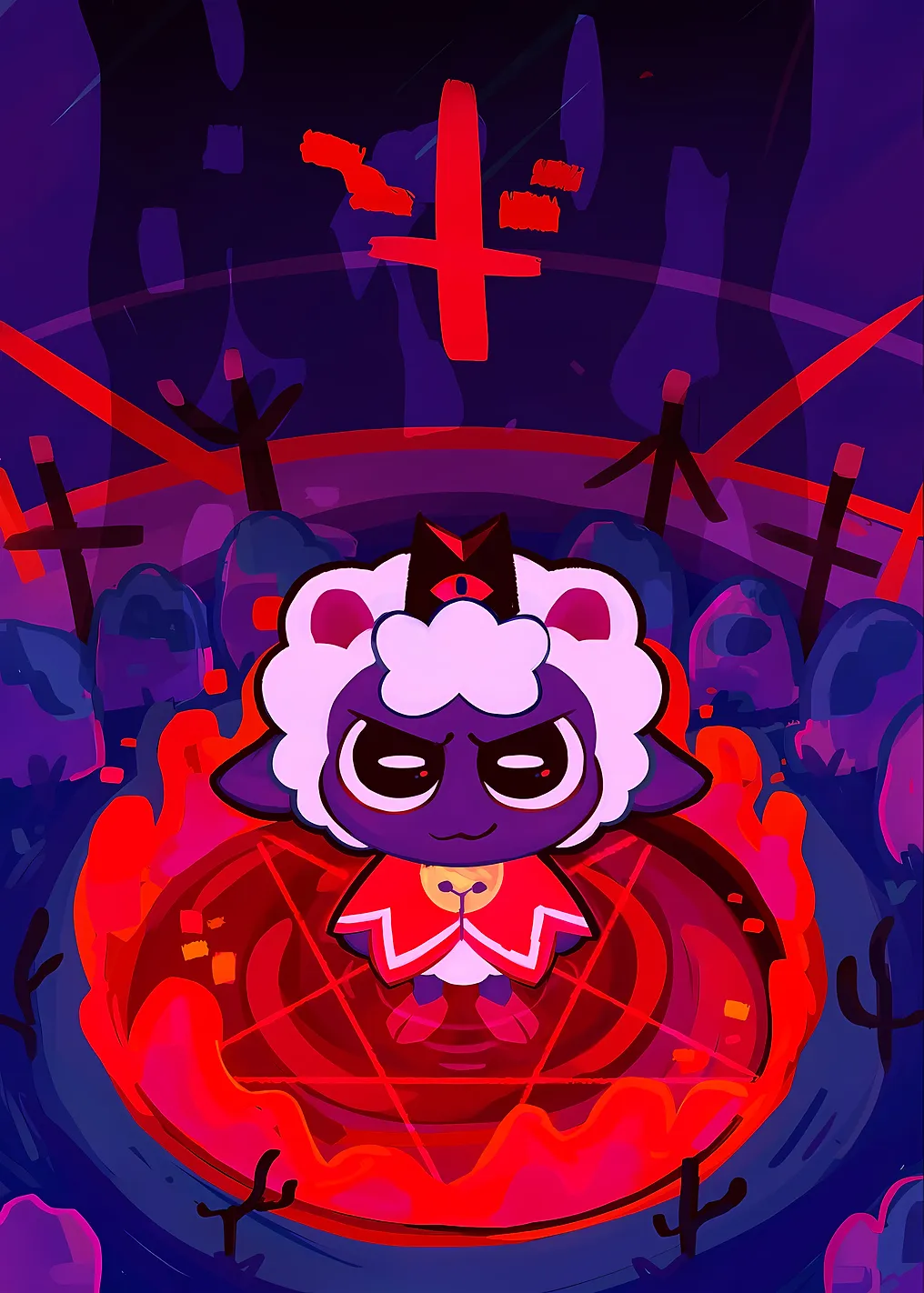 Cult of the Lamb character in ritual circle