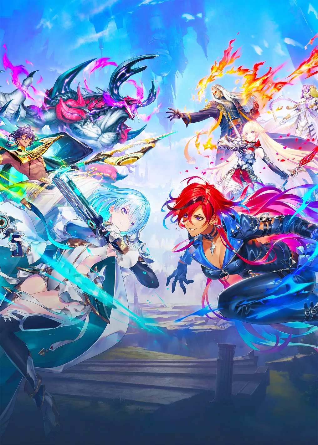 Anime characters in a fantasy battle