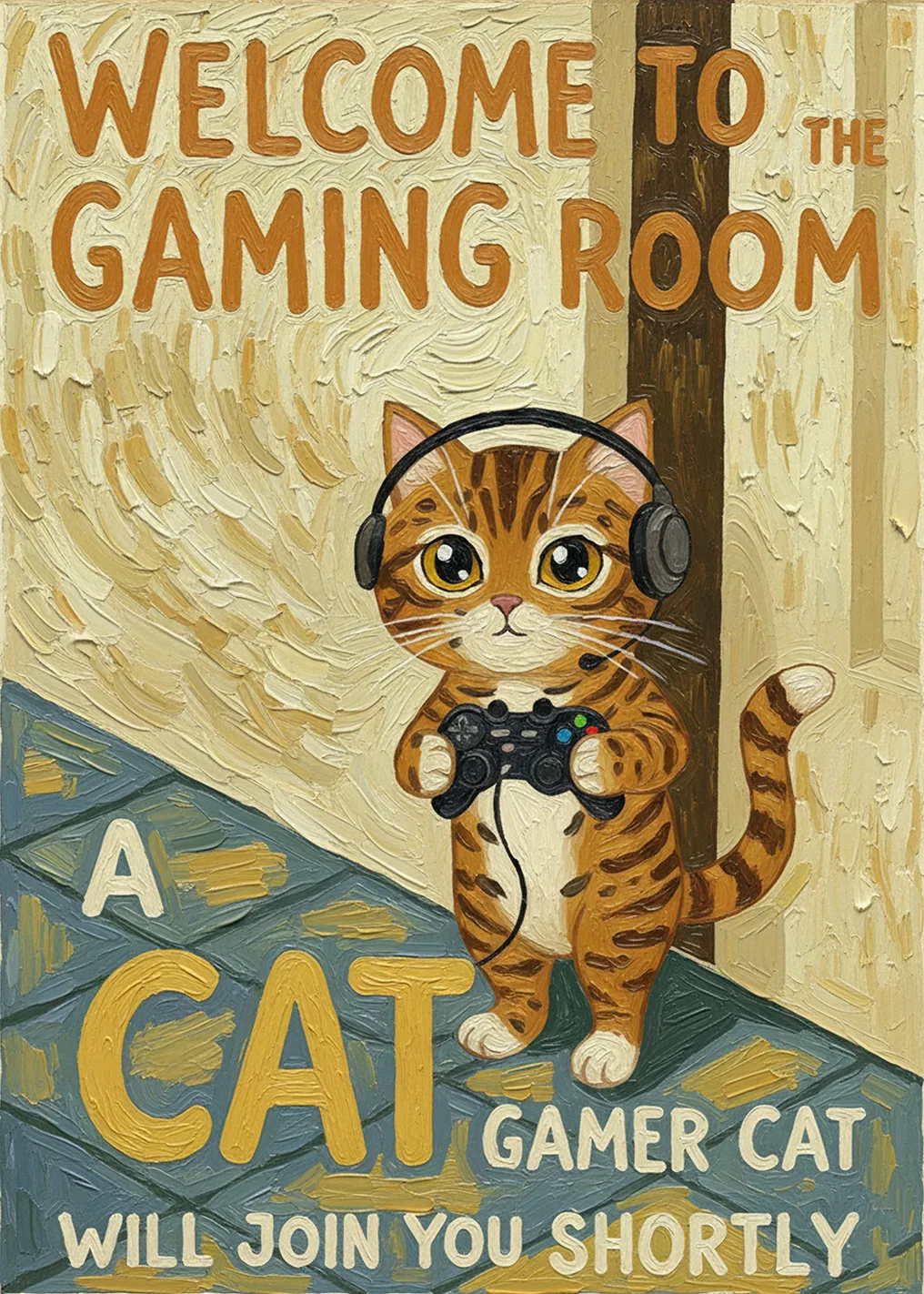 Cute Cat Gamer Poster - 9620866