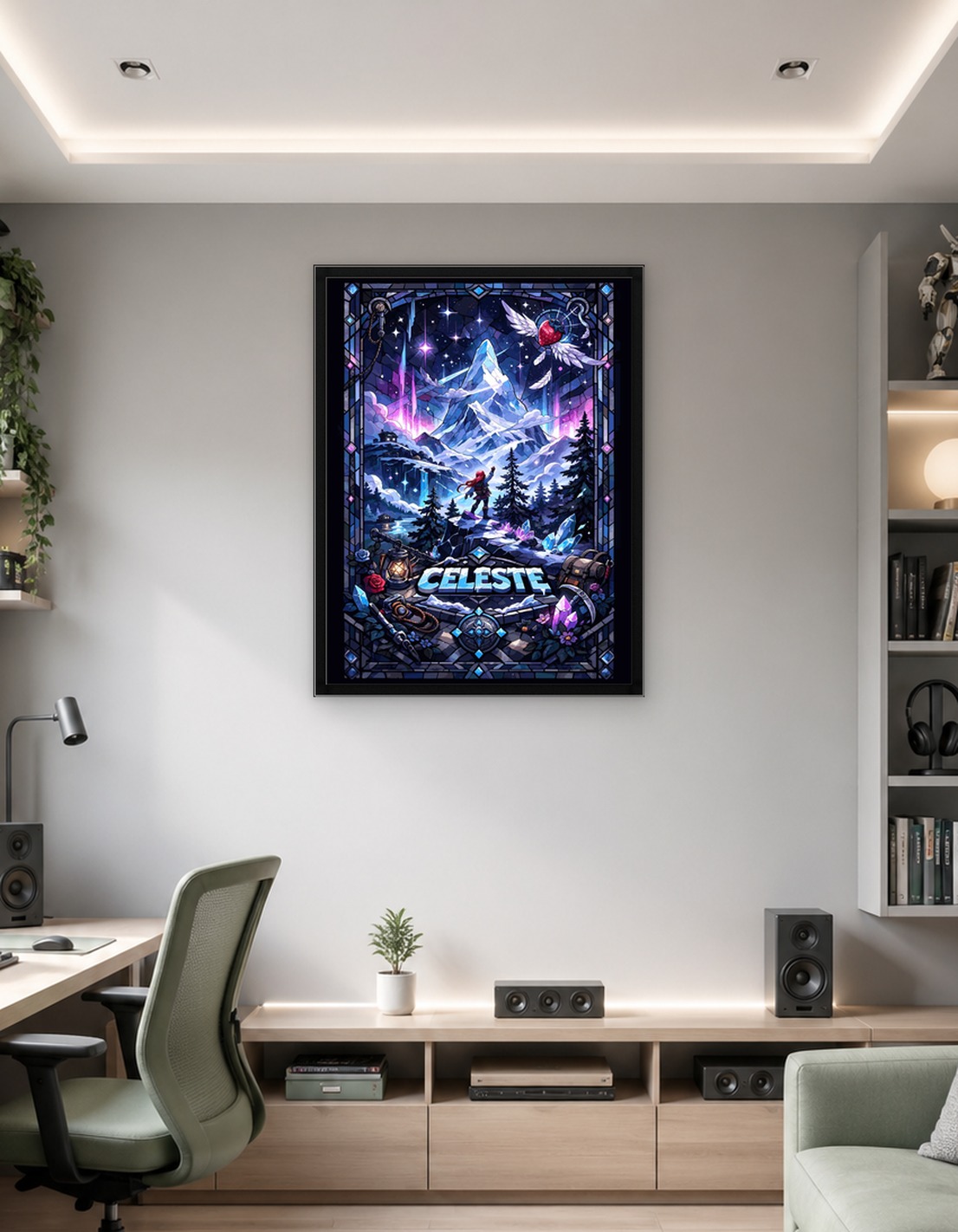 Celeste Mountain Stained Glass Art