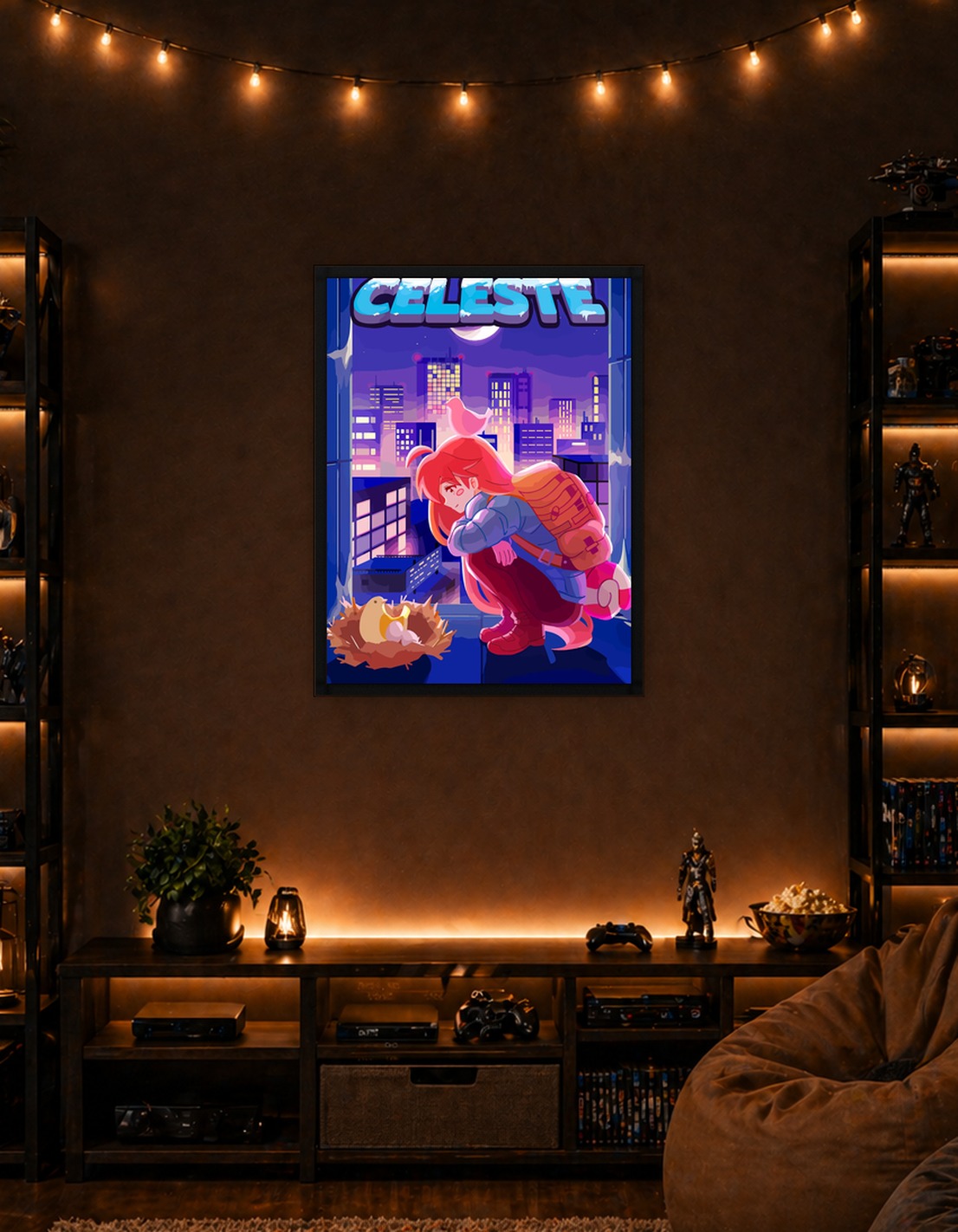Celeste Game Art with Girl and Birds