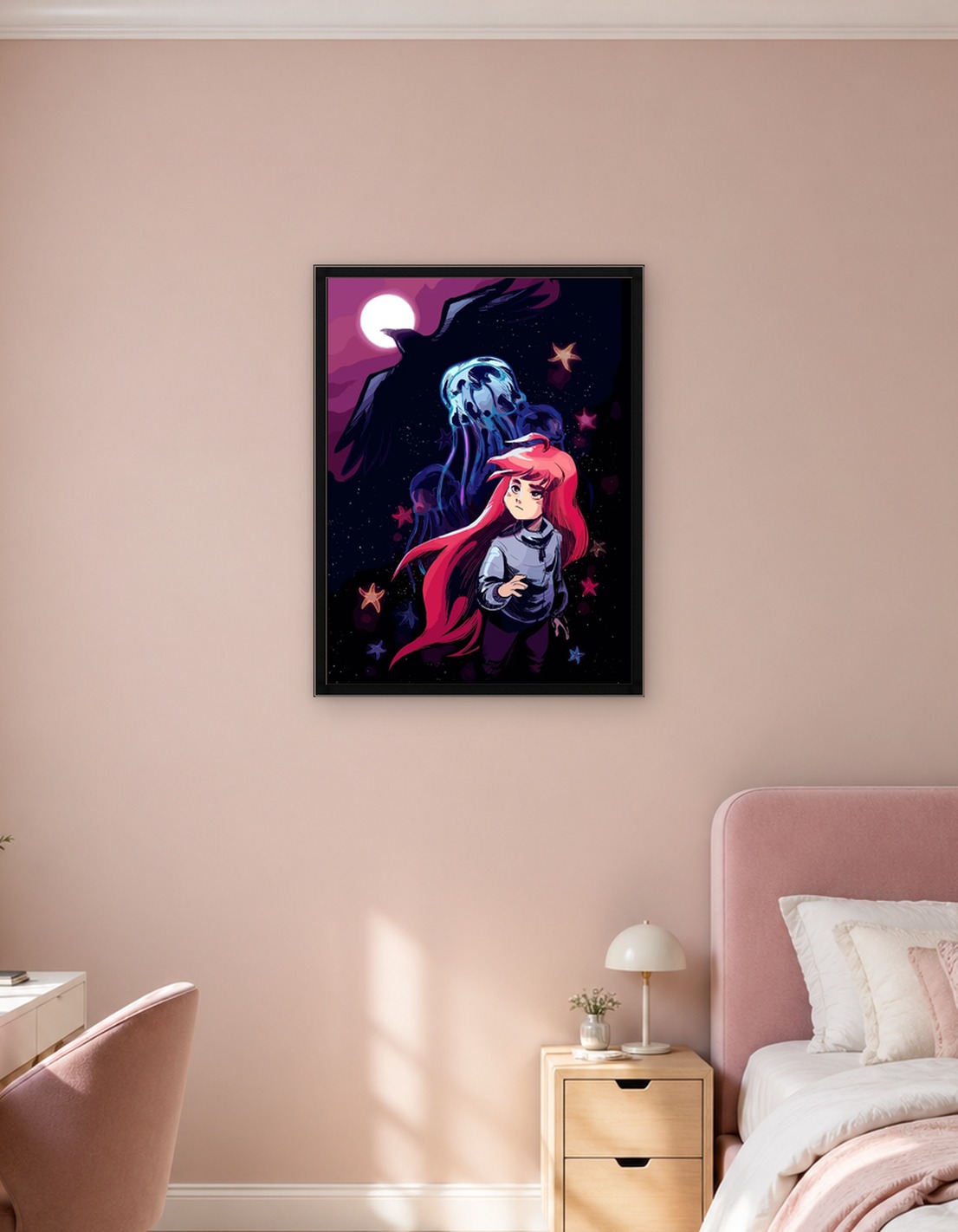 Celeste Game Art with Madeline and Badeline