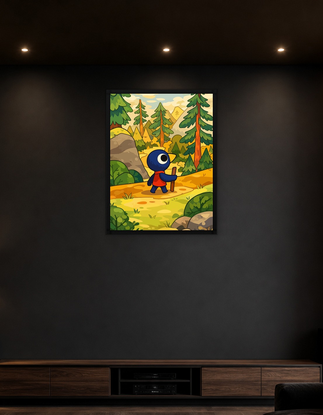 Cute Bird Character Hiking in Nature
