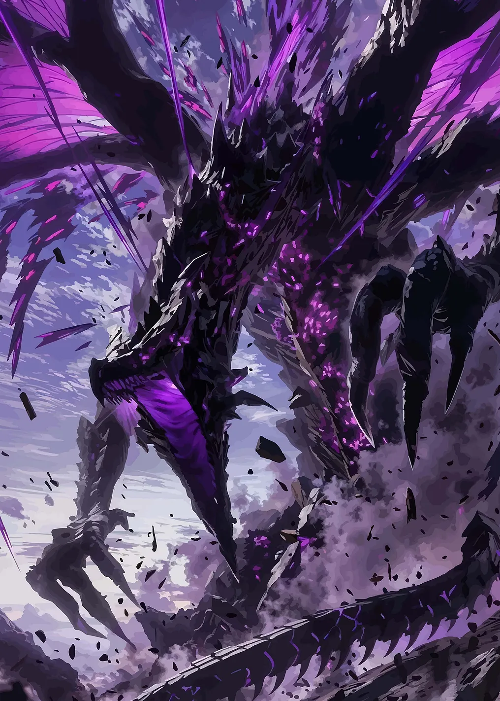 Dark Dragon with Purple Energy