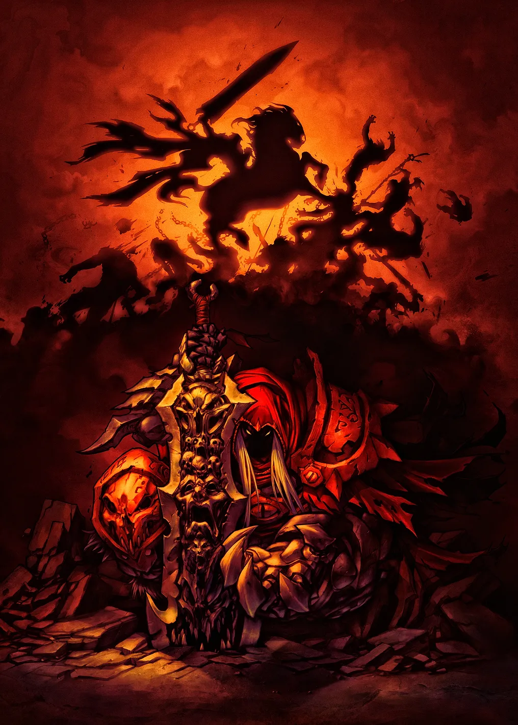 Dark Warrior with Fiery Horse