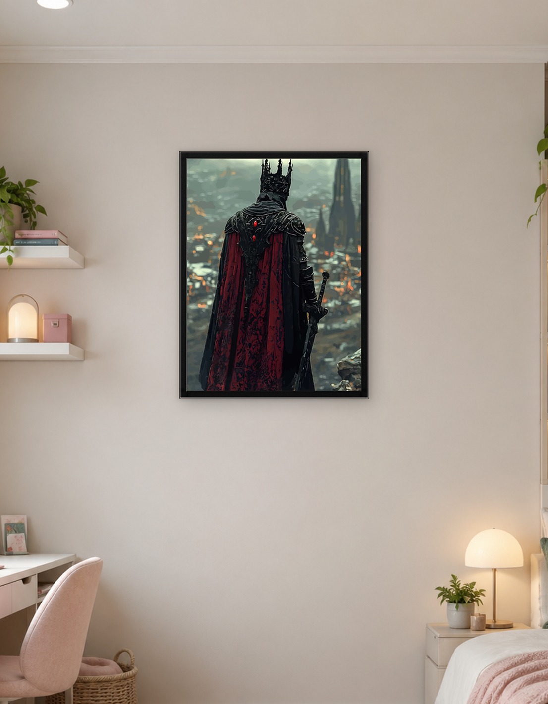 Dark King with Sword Over City
