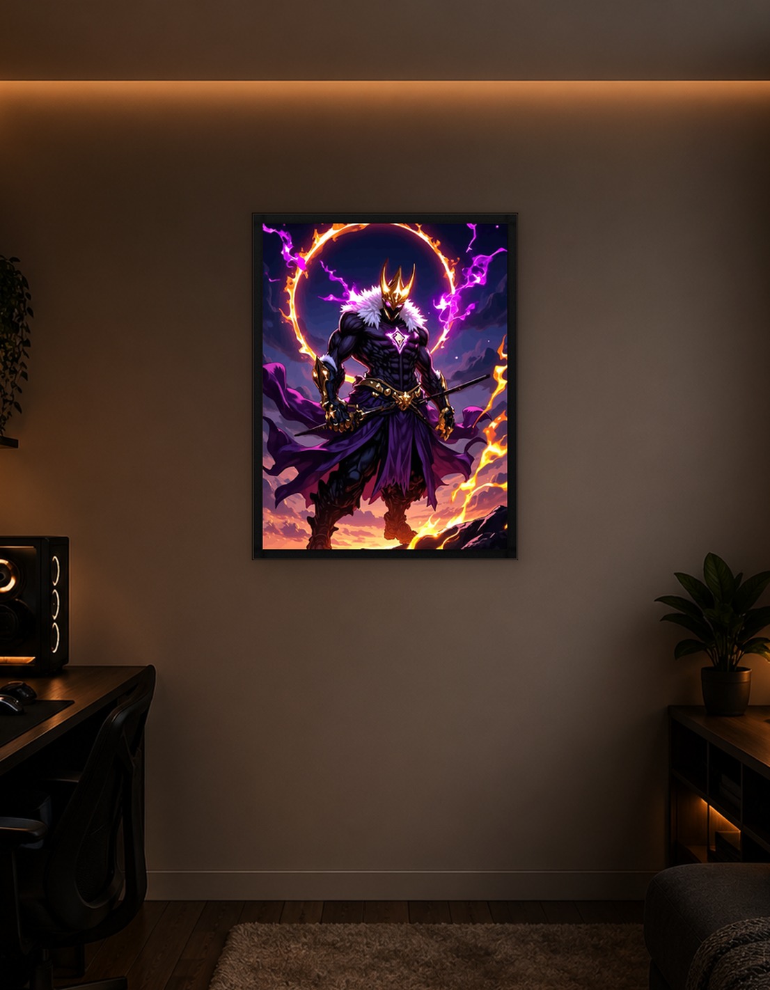 Dark King with Fiery Aura