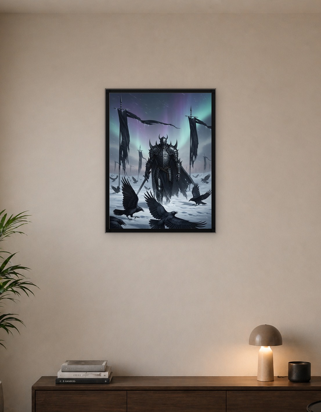 Dark Knight and Crows in Snow