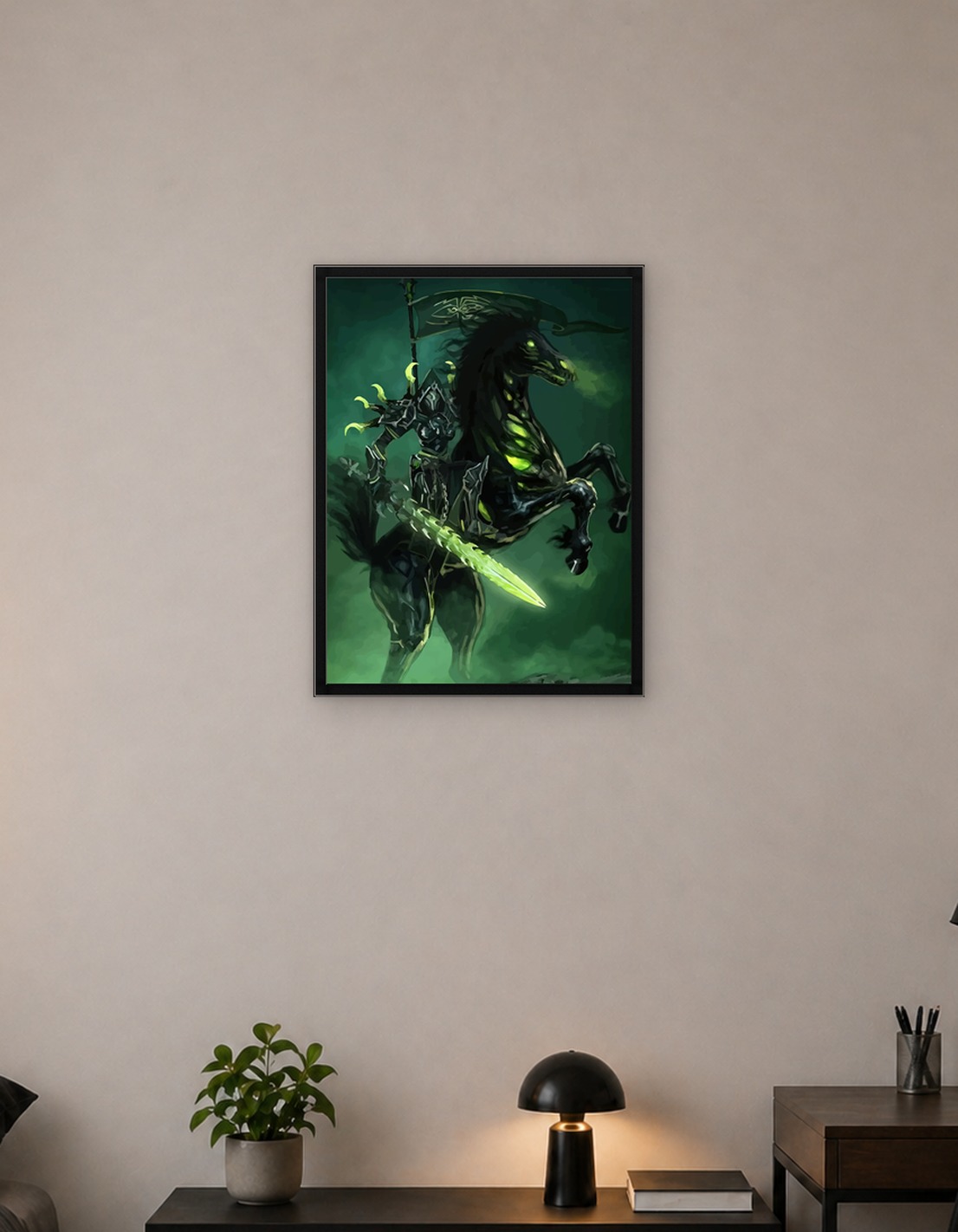 Dark Knight on a Fiery Horse