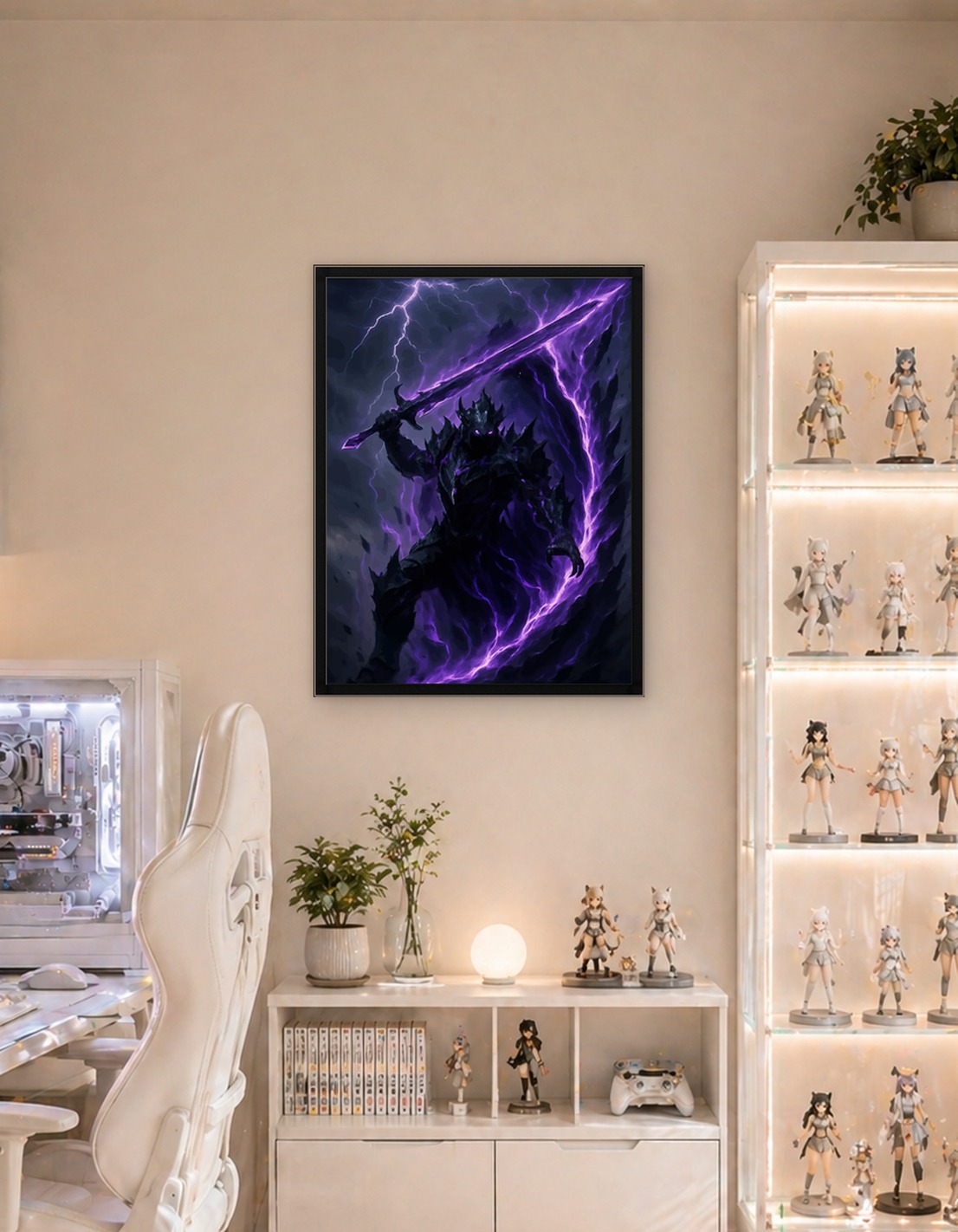 Dark Knight with Purple Lightning Sword
