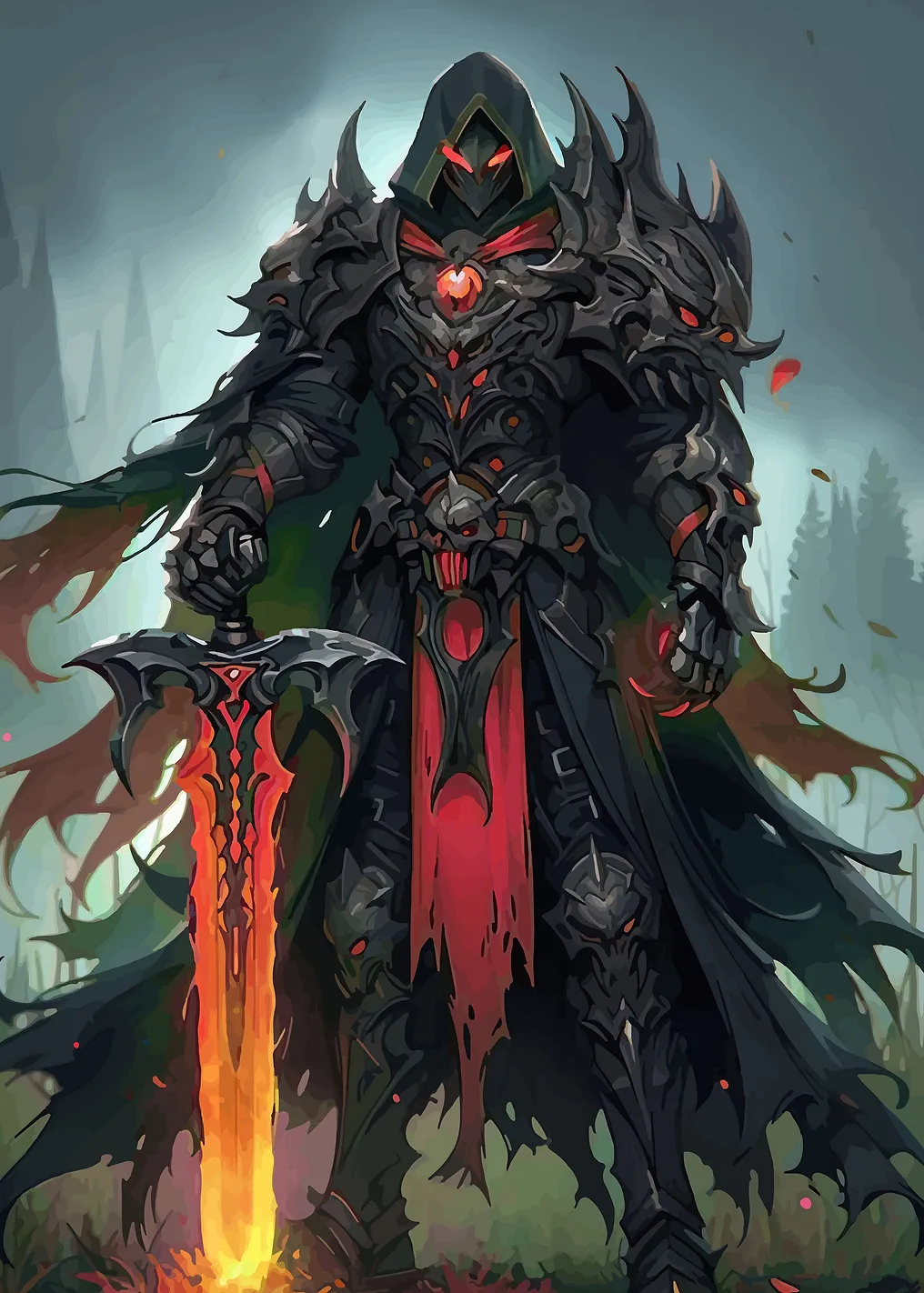 Dark Knight with Fiery Sword - 9938395