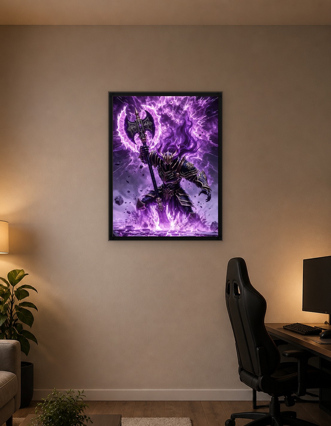 Dark Knight with Purple Energy Axe