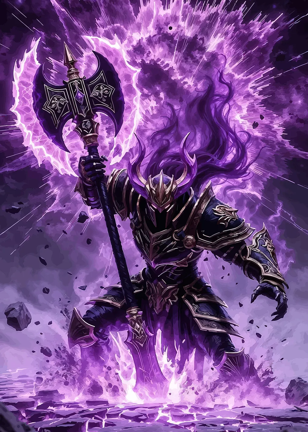 Dark Knight with Purple Energy Axe