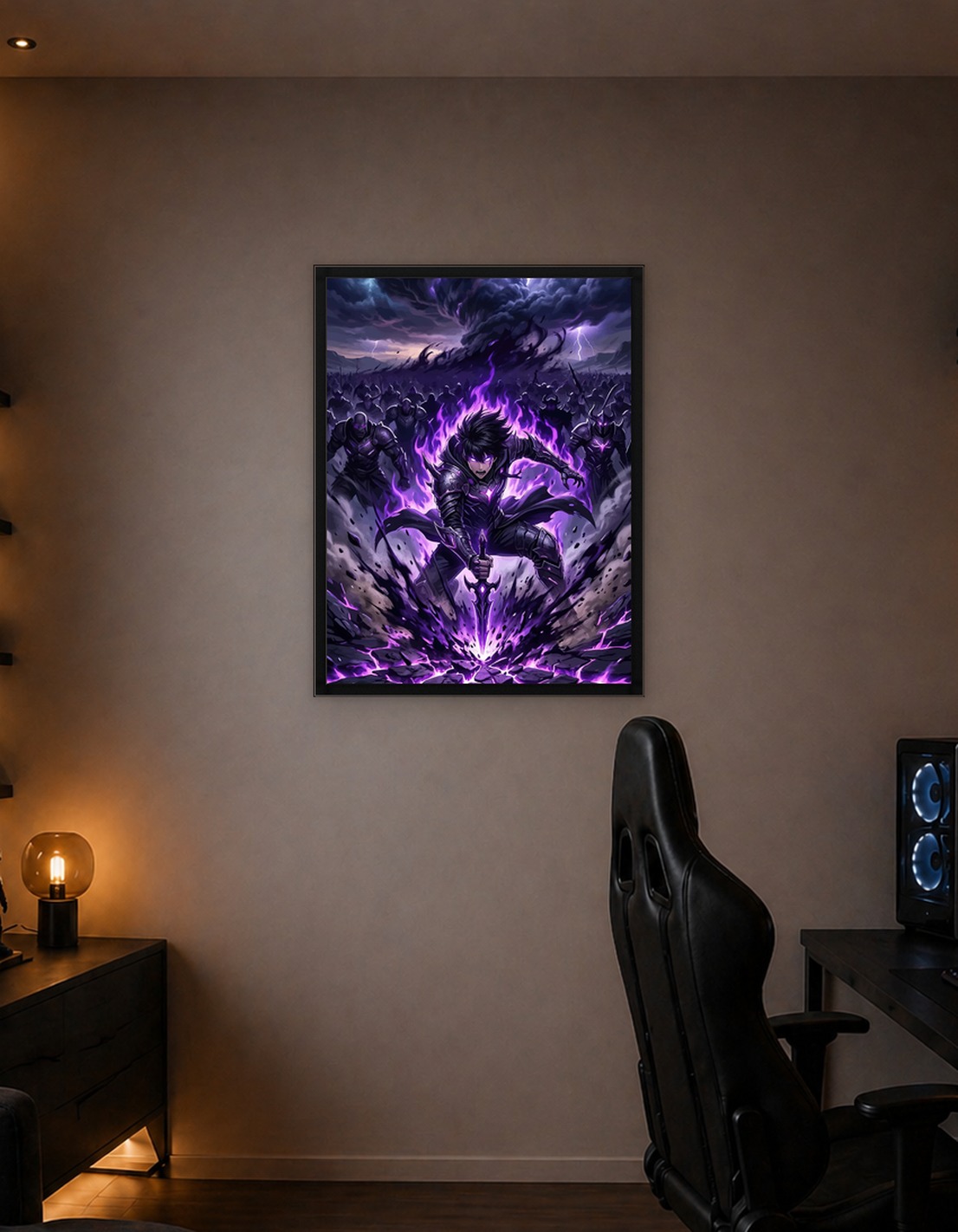 Dark Knight with Purple Energy Sword
