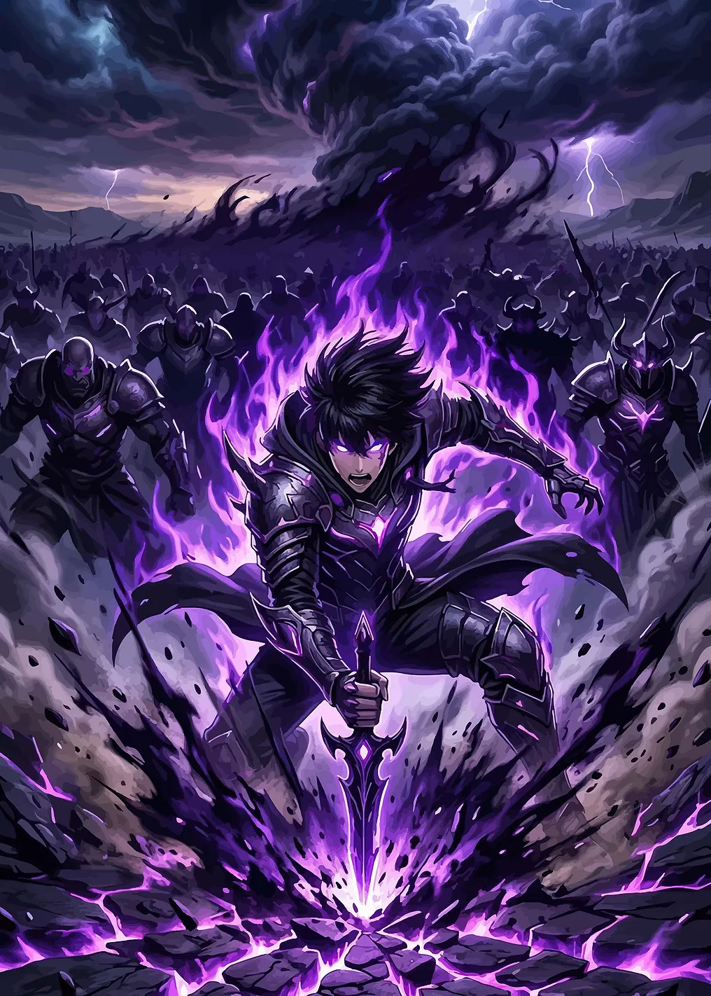 Dark Knight with Purple Energy Sword