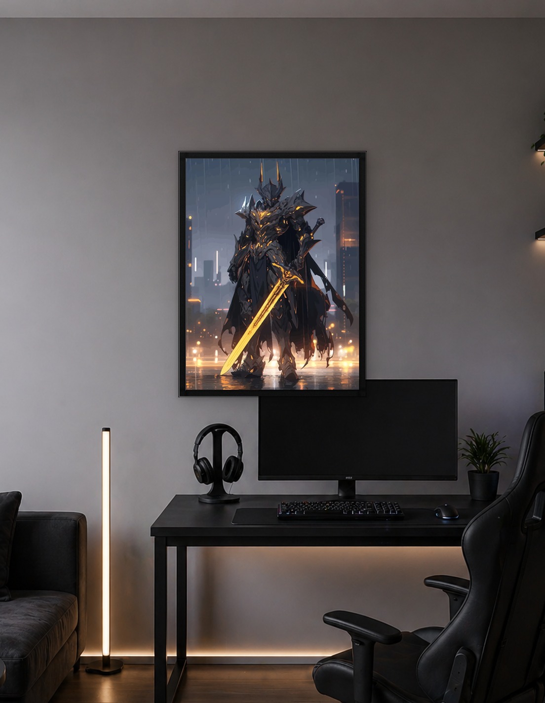 Dark Knight with Glowing Sword - 9938396