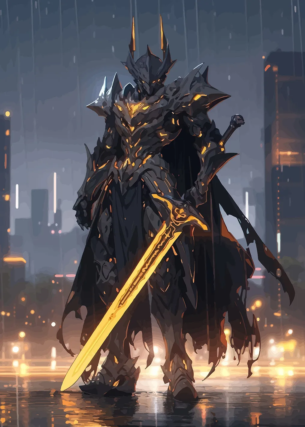 Dark Knight with Glowing Sword - 9938396