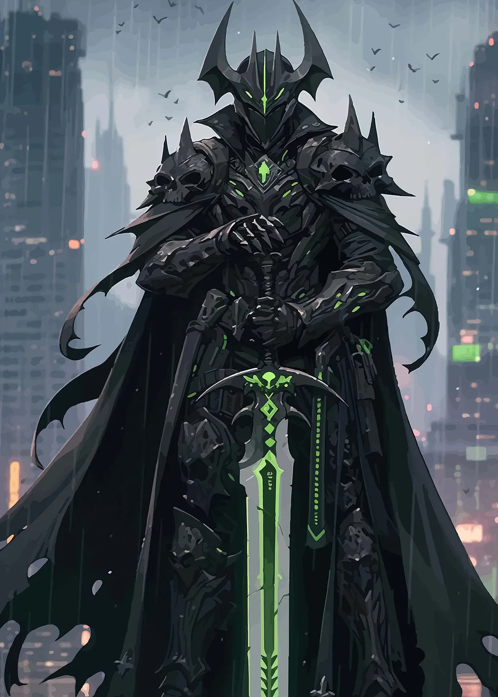 Dark Knight with Glowing Sword - 9969195