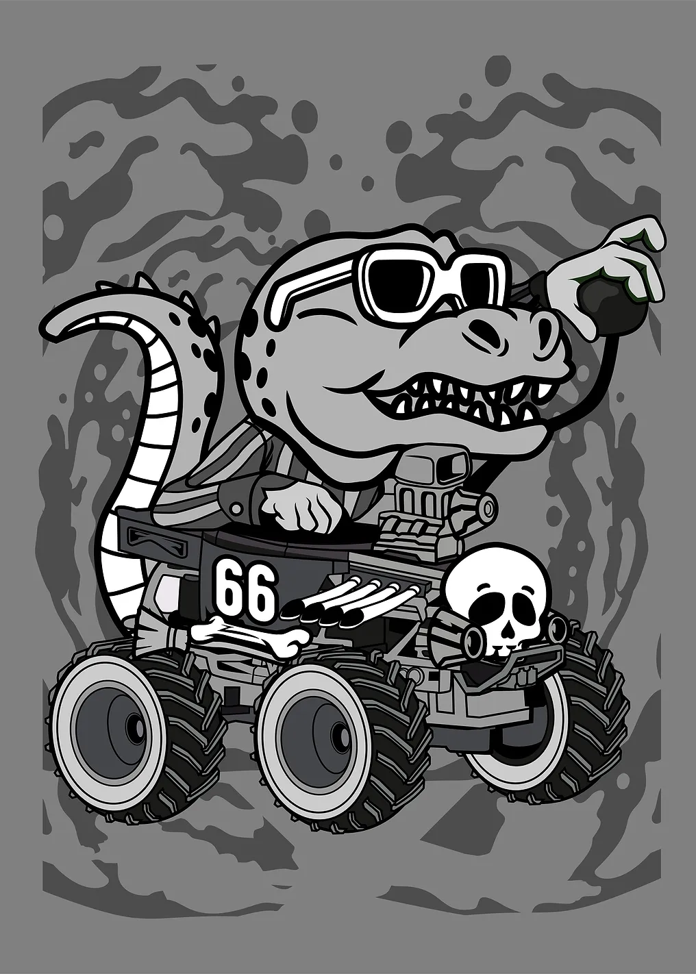 trex hotrod cartoon