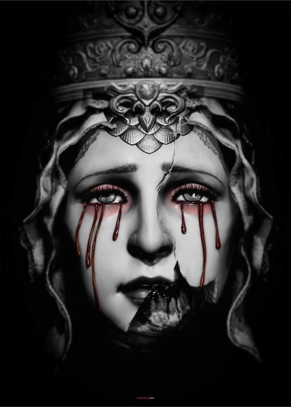 Cracked Statue Crying Blood
