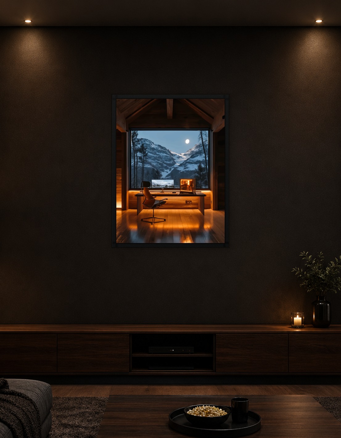 Cozy Gaming Setup with Mountain View