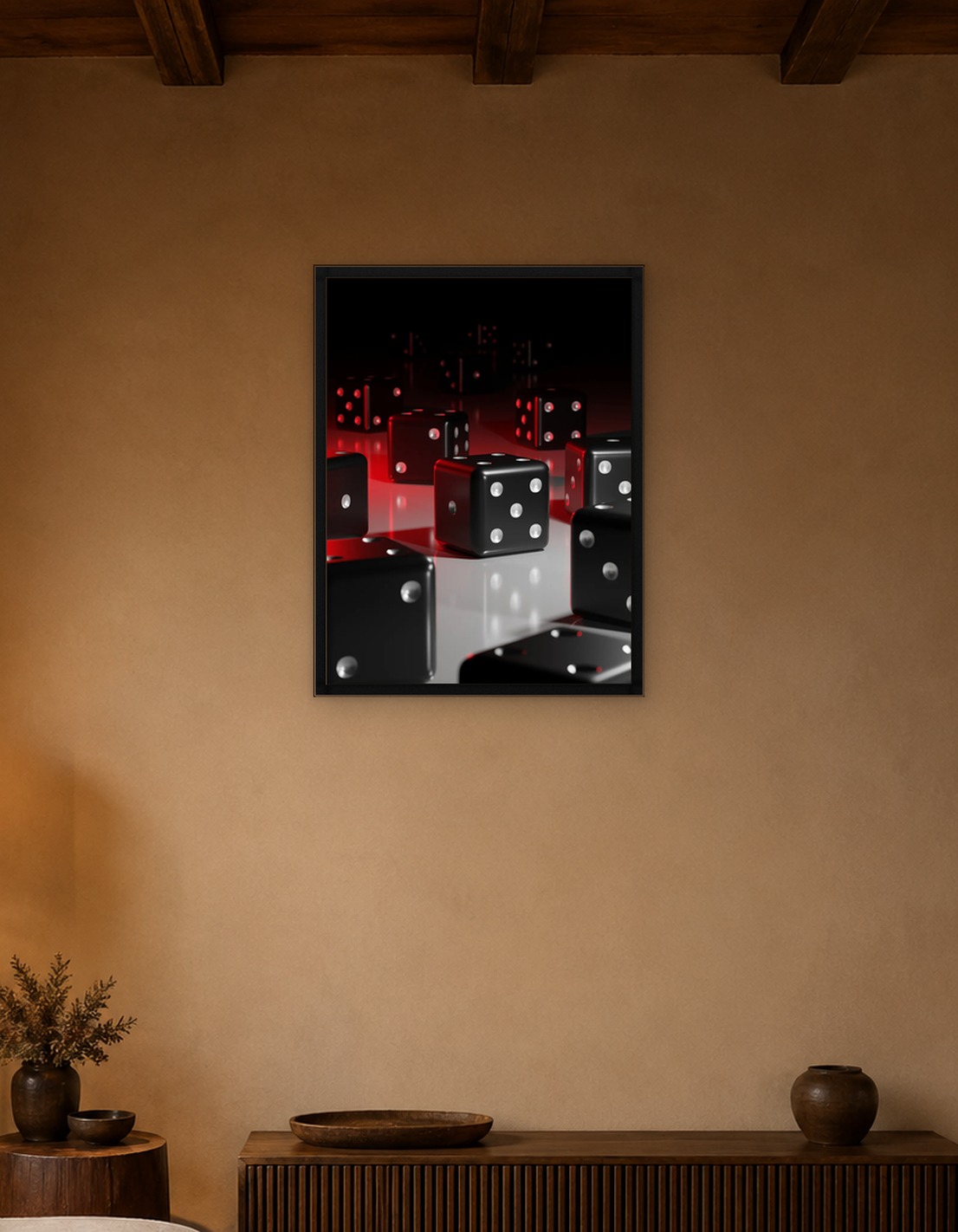 Black Dice with Red Lighting