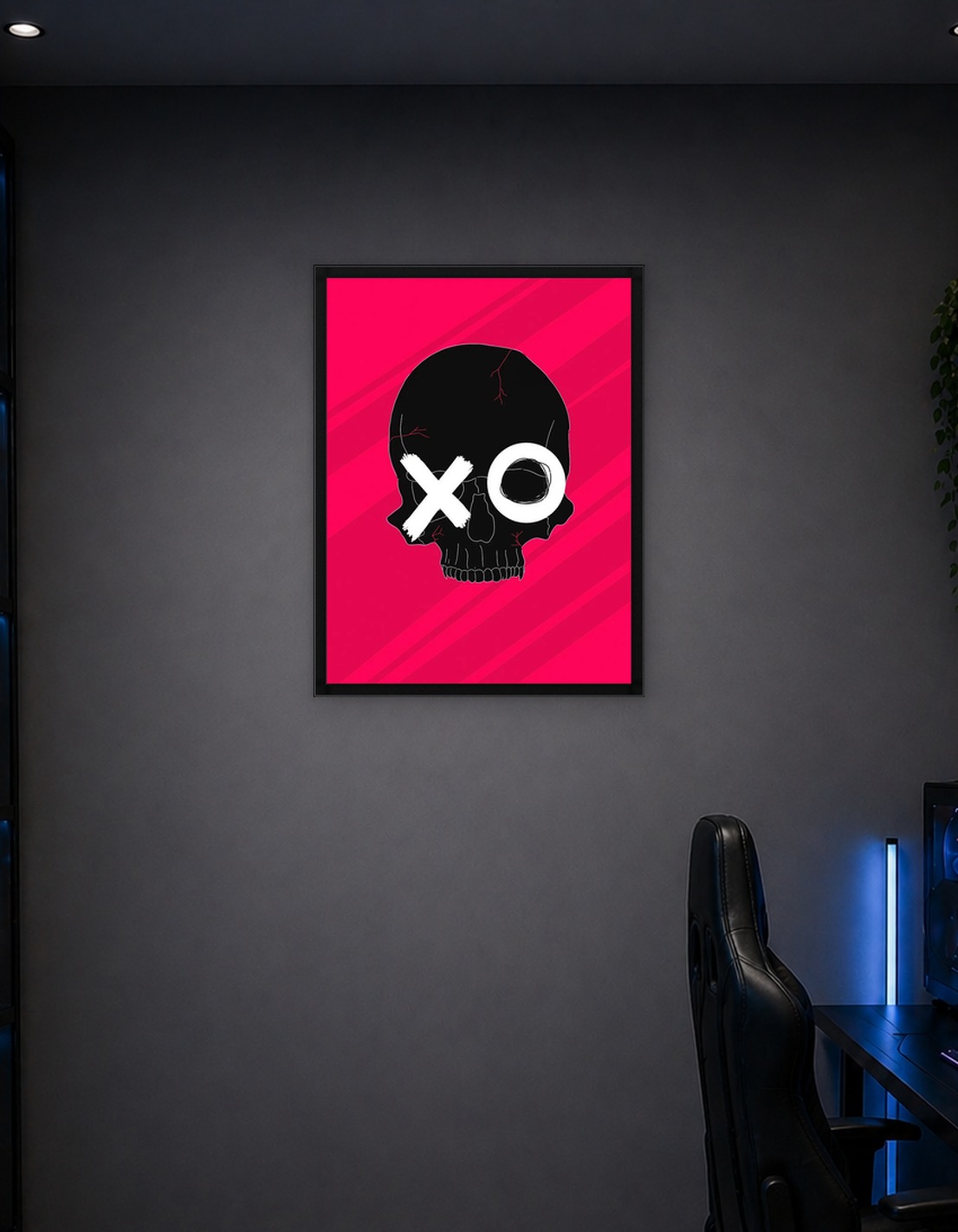 Black Skull with X and O Eyes