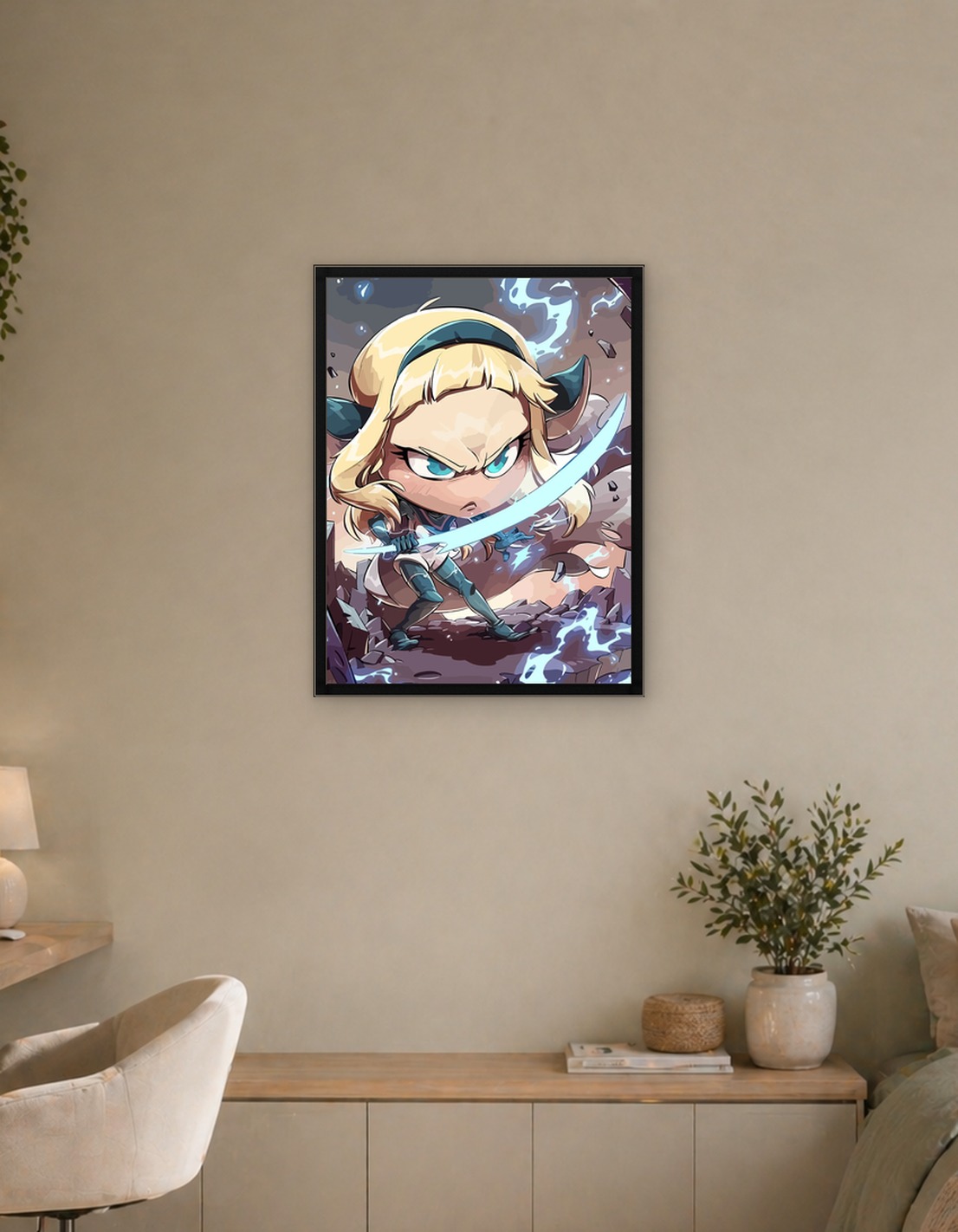 Chibi Warrior with Glowing Sword