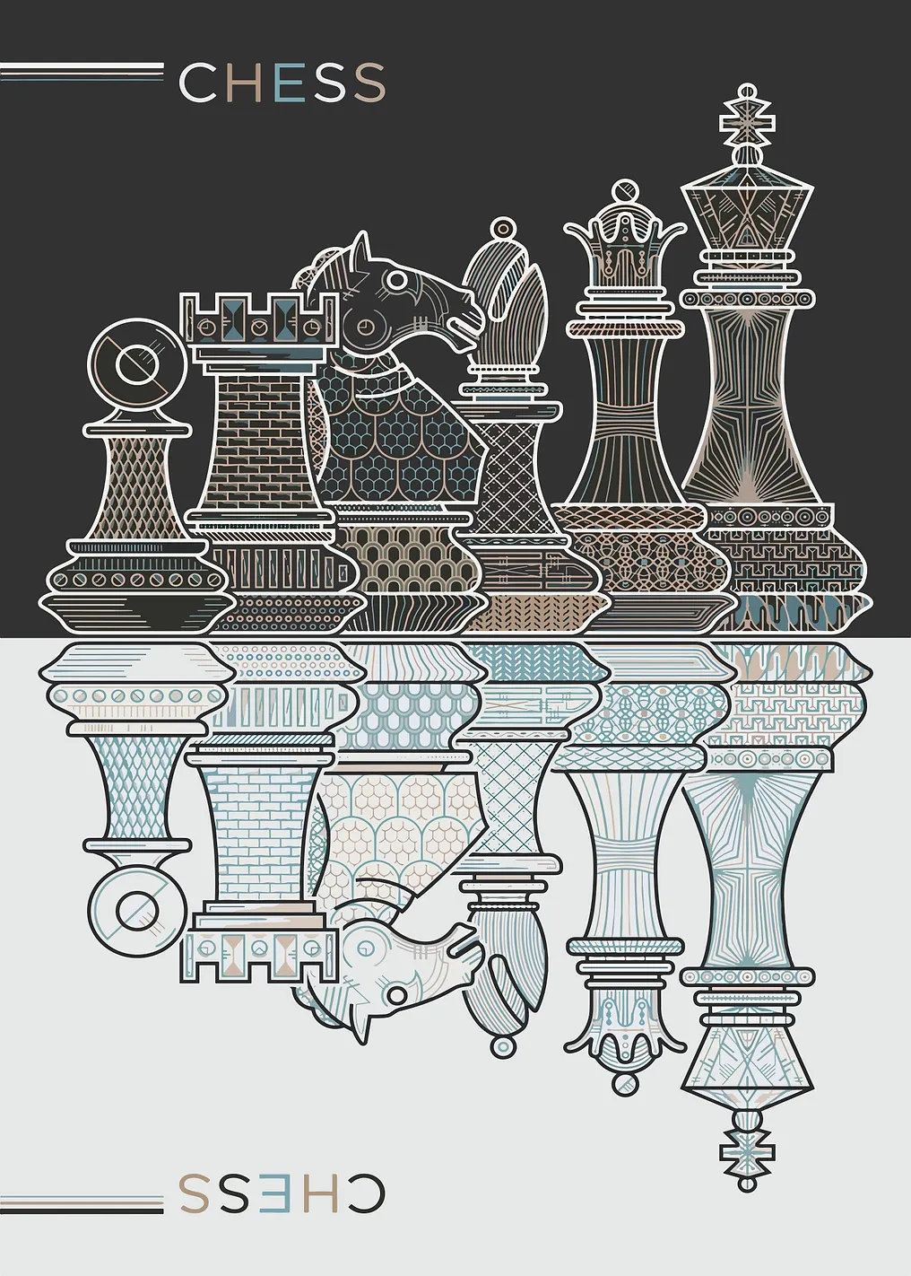 Chess Pieces Reflection Art