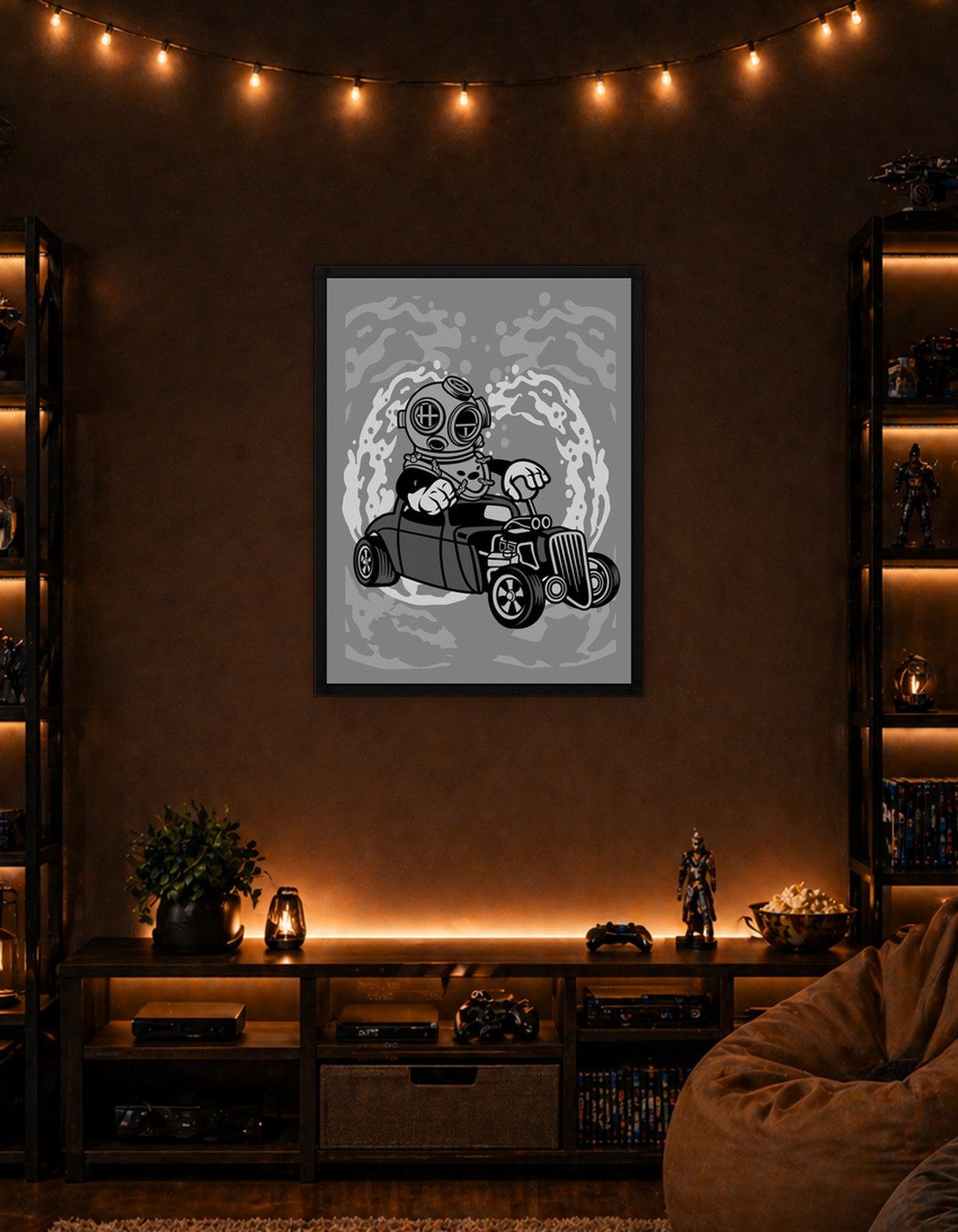 diver hotrod cartoon
