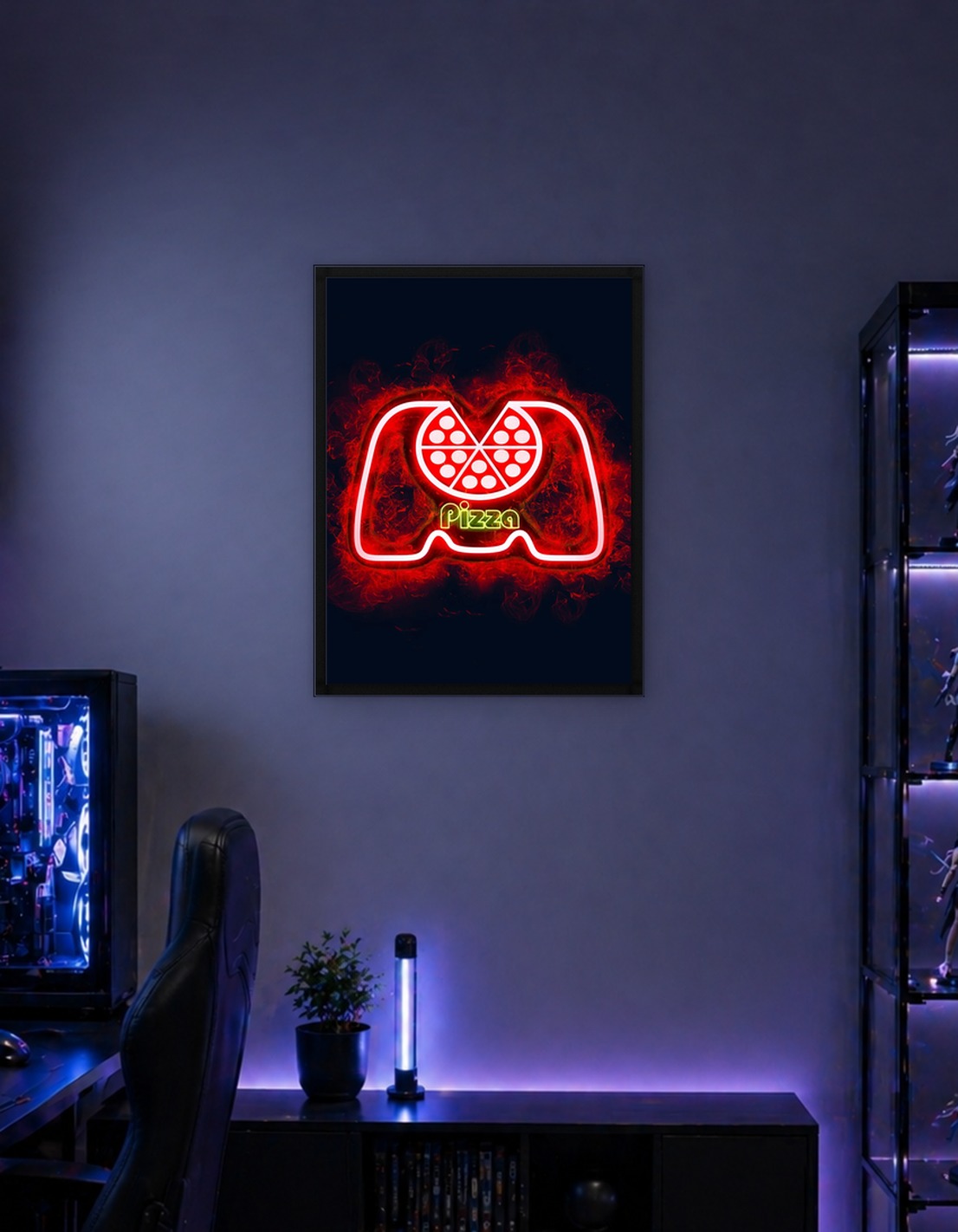 gaming with pizza smoky