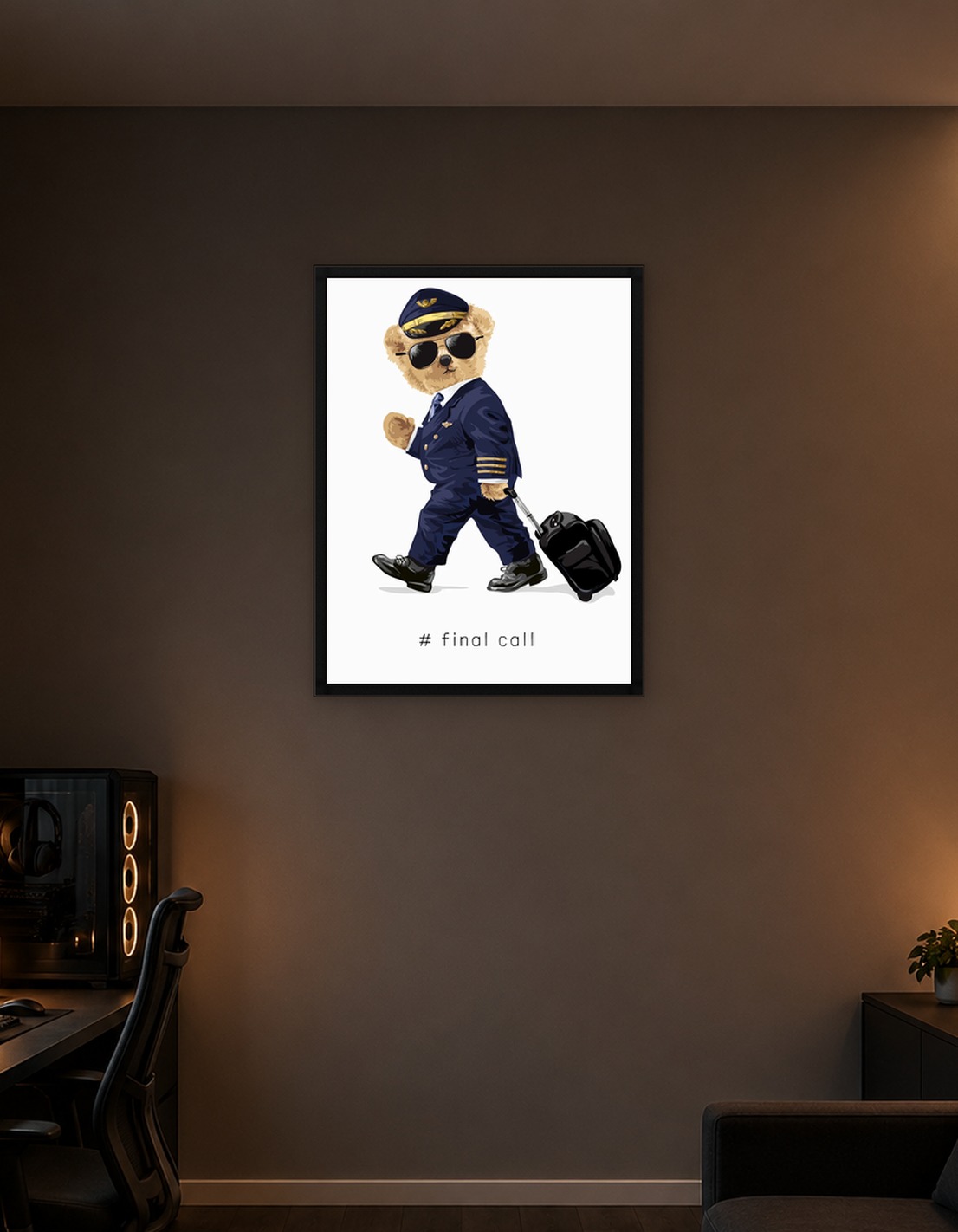 bear doll in airline pilot