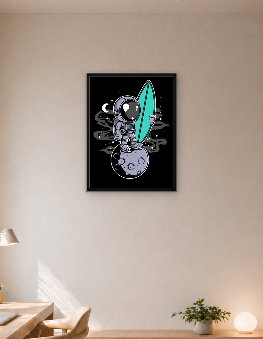 astronaut surfer cartoon