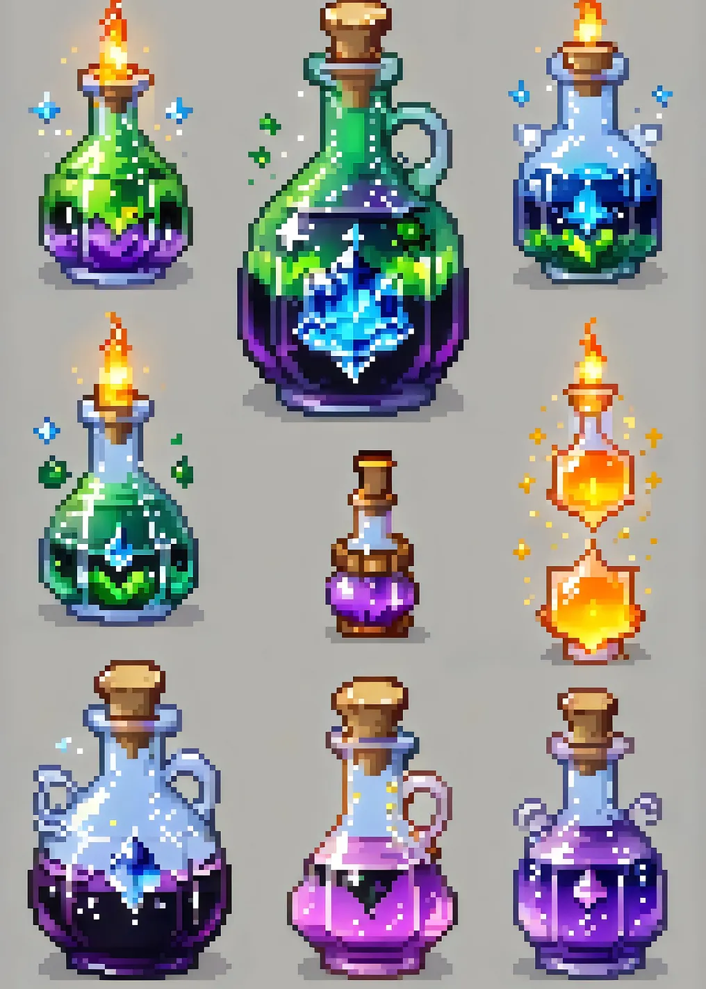set of bottles