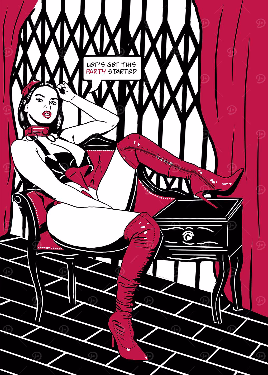 sexy comic girl in latex